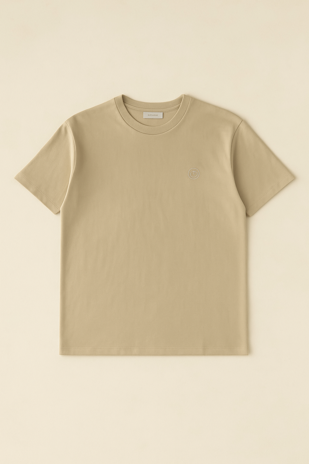 تیشرت مردانه نخی به گرد رنگ بژ