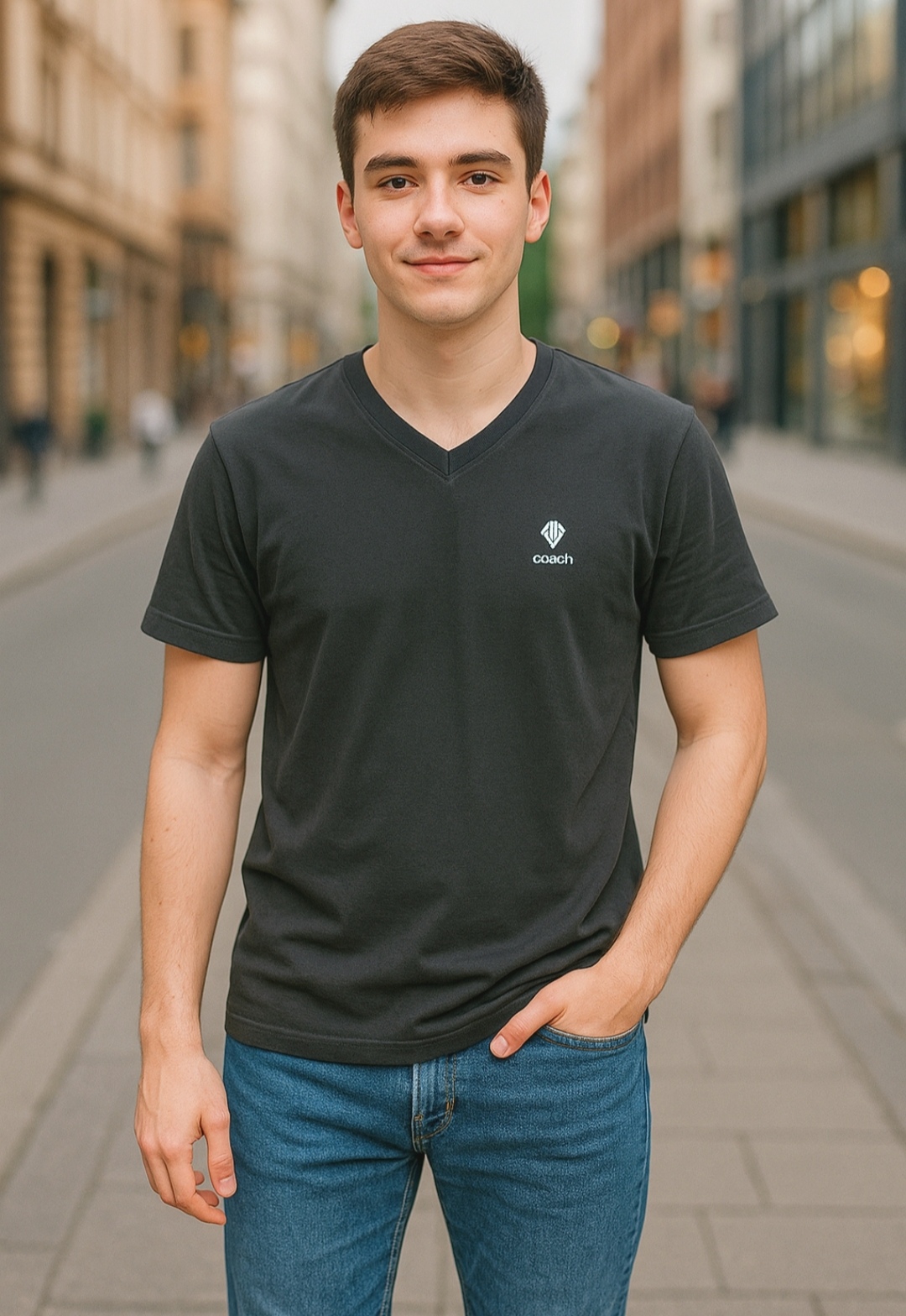 تیشرت اسپرت مردانه دو رنگ یقه گرد نخی